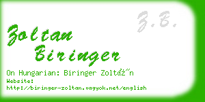 zoltan biringer business card